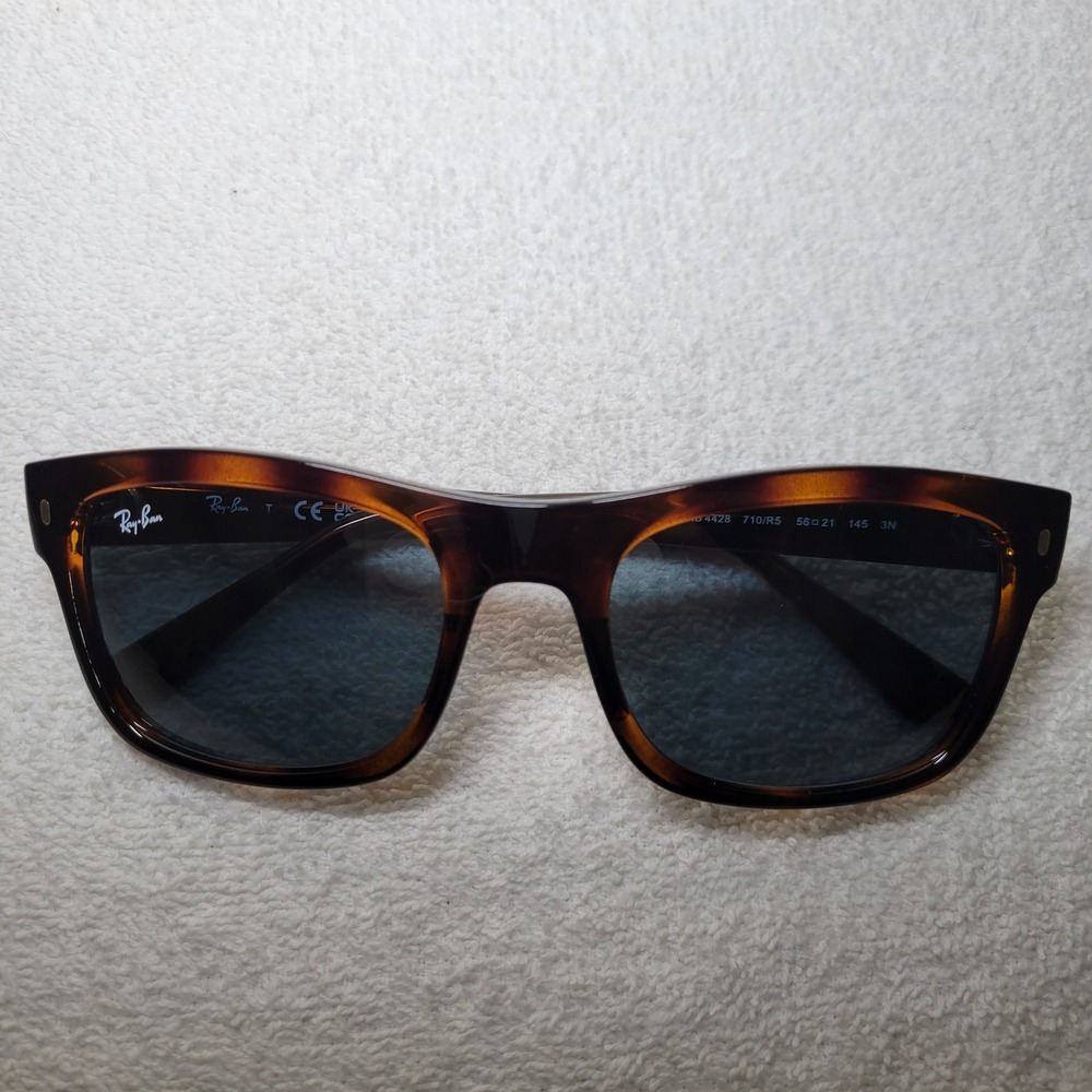 Ray-Ban RB4428 710/R5 Tortoise Black Lens Square Sunglasses Mens Womens - Picture 7 of 9